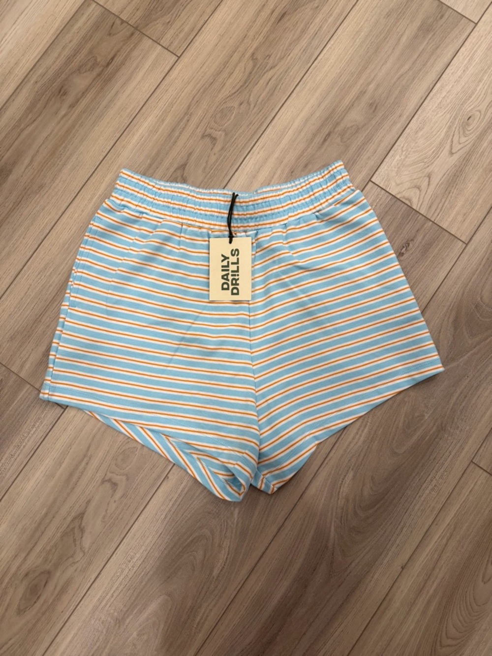 Daily Drills Women's Light Blue & Orange Striped Athletic Shorts